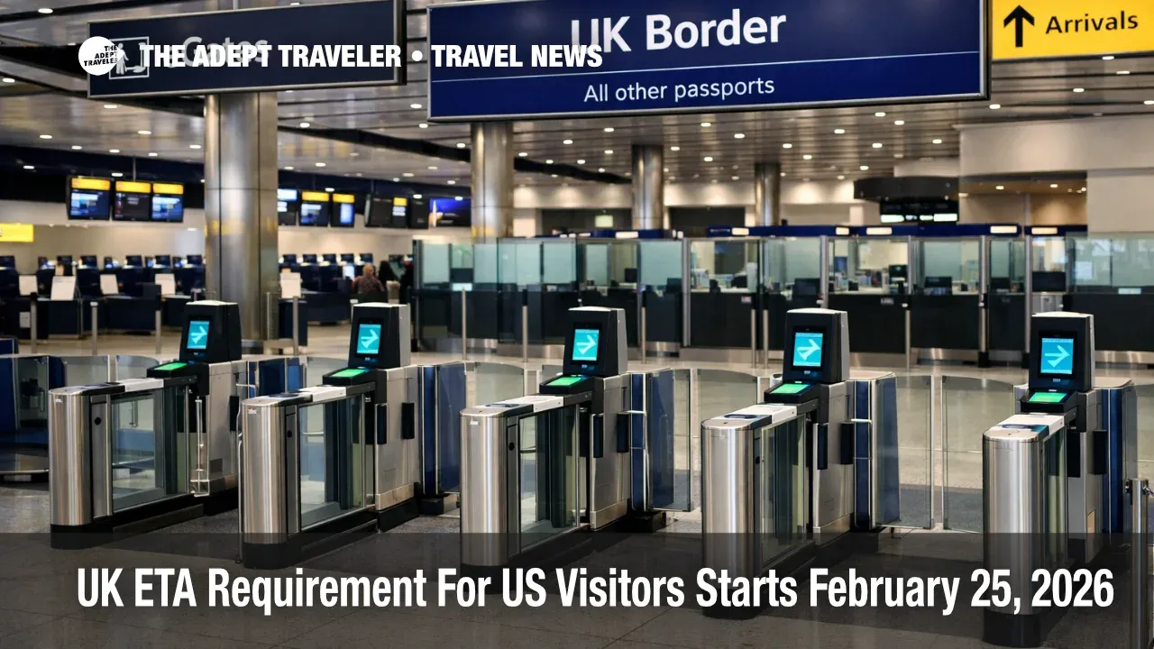 UK ETA for US visitors shown at Heathrow e gates, new February 25, 2026 step before boarding to the UK