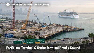 PortMiami Terminal G cruise terminal site with cranes as construction begins for a late 2027 opening