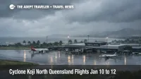Cyclone Koji North Queensland flights disrupted, wet runway and low cloud over Townsville Airport as closures and delays begin