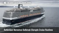 Rotterdam norovirus outbreak prompts onboard controls as the ship sails at sea under gray skies