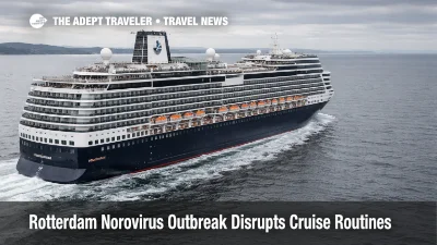 Rotterdam norovirus outbreak prompts onboard controls as the ship sails at sea under gray skies