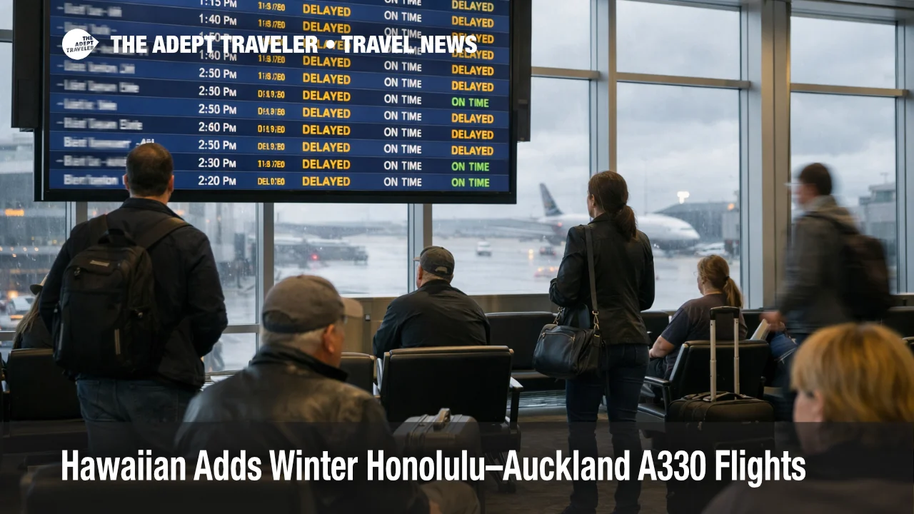 U.S. flight delays January 13, 2026 as travelers watch departure screens during gusty winds at a major hub
