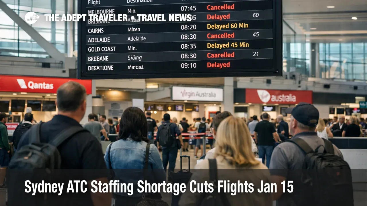 Sydney ATC staffing shortage forces cancellations as travelers watch delays on the Sydney Airport departures board