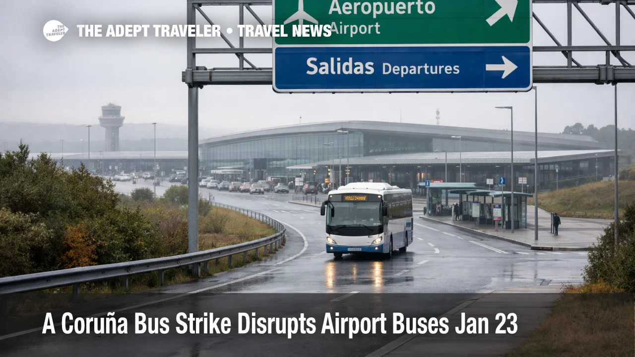 A Coruña bus strike airport buses leave travelers relying on taxis and longer buffers for LCG and SCQ transfers