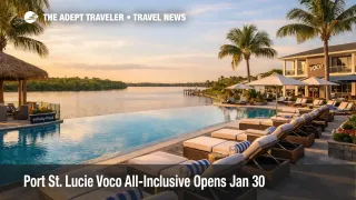 Exterior pool and riverfront at Port St. Lucie voco all-inclusive as travelers compare new U.S. resort options