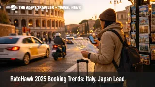 RateHawk 2025 booking trends help a traveler in Rome pick hotels as demand rises across Italy and Japan