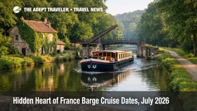 Canal du Nivernais cruise barge glides past ivy lockhouses in Burgundy as July 2026 departures open
