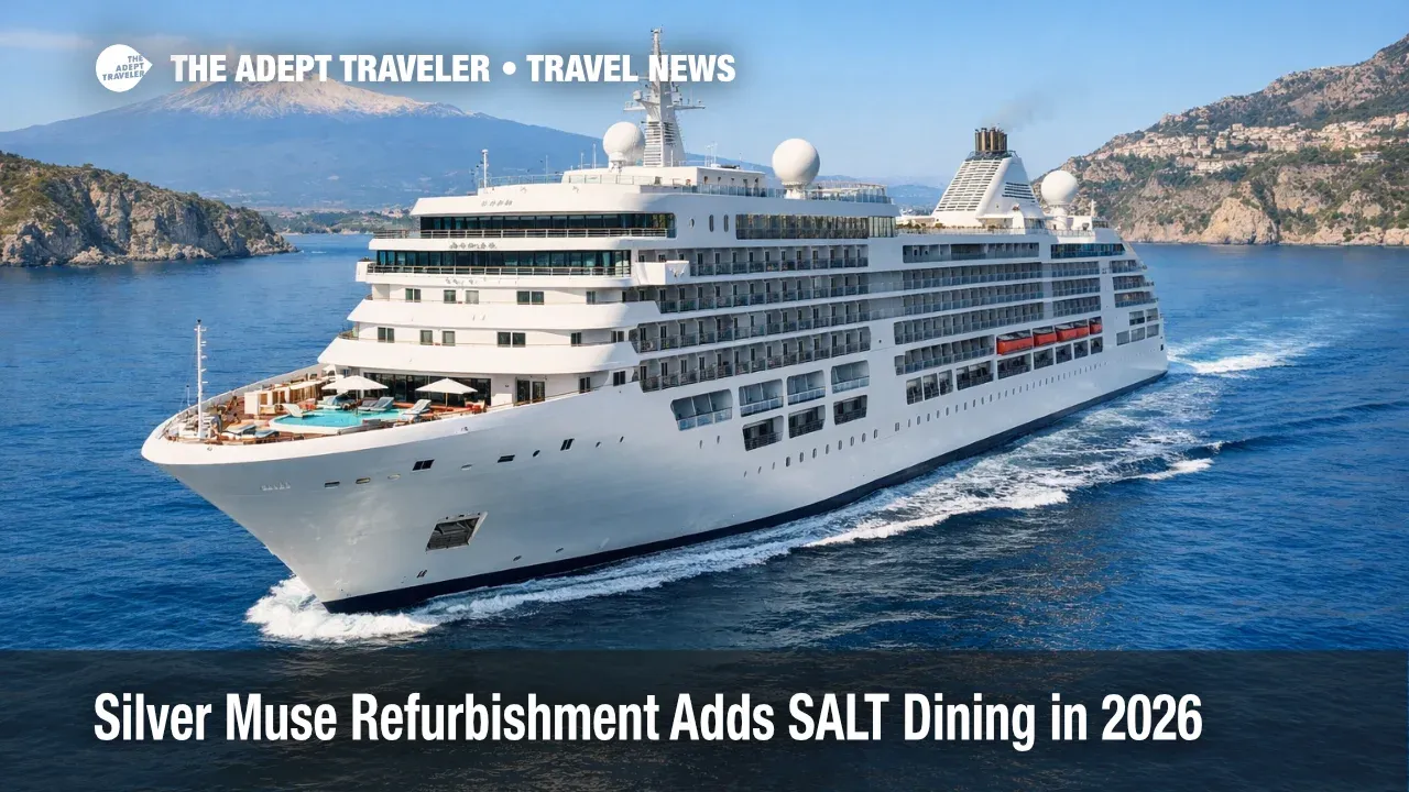Silver Muse refurbishment adds SALT dining, ship underway off Sicily with calm seas and refreshed pool deck