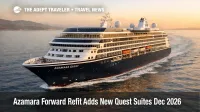 Azamara Quest refurbishment suites are teased as the ship sails at sea, signaling the Azamara Forward upgrades