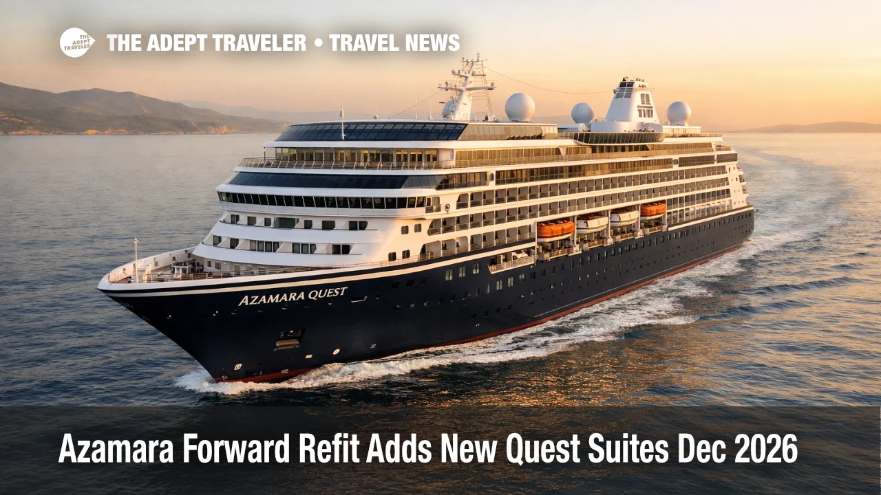 Azamara Quest refurbishment suites are teased as the ship sails at sea, signaling the Azamara Forward upgrades