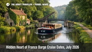 Canal du Nivernais cruise barge glides past ivy lockhouses in Burgundy as July 2026 departures open