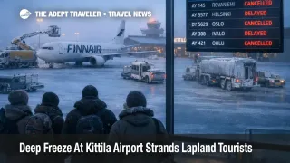 Kittila Airport deep freeze shows idle de icing gear and cancelled flights as Lapland tourists wait indoors