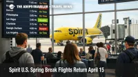 Spirit spring break routes return as travelers watch the departures board near a Spirit gate at Chicago O Hare
