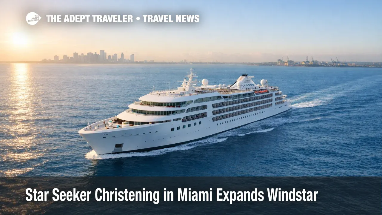 Windstar Star Seeker christening expands small ship options as the yacht cruises near Miami in calm seas