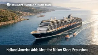 Holland America shore excursion collections highlight local makers as a ship cruises off Katakolon, Greece