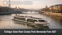 Trafalgar Seine river cruises show a river ship near Paris as travelers plan Normandy stops and 2027 sailing dates