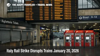  Italy rail strike January 20, 2026 at Roma Termini shows cancelled trains on a departures board