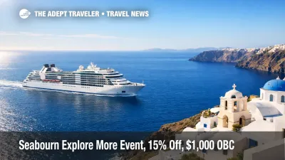 Luxury ship near Santorini as Seabourn Explore More Event cuts fares and adds onboard credit