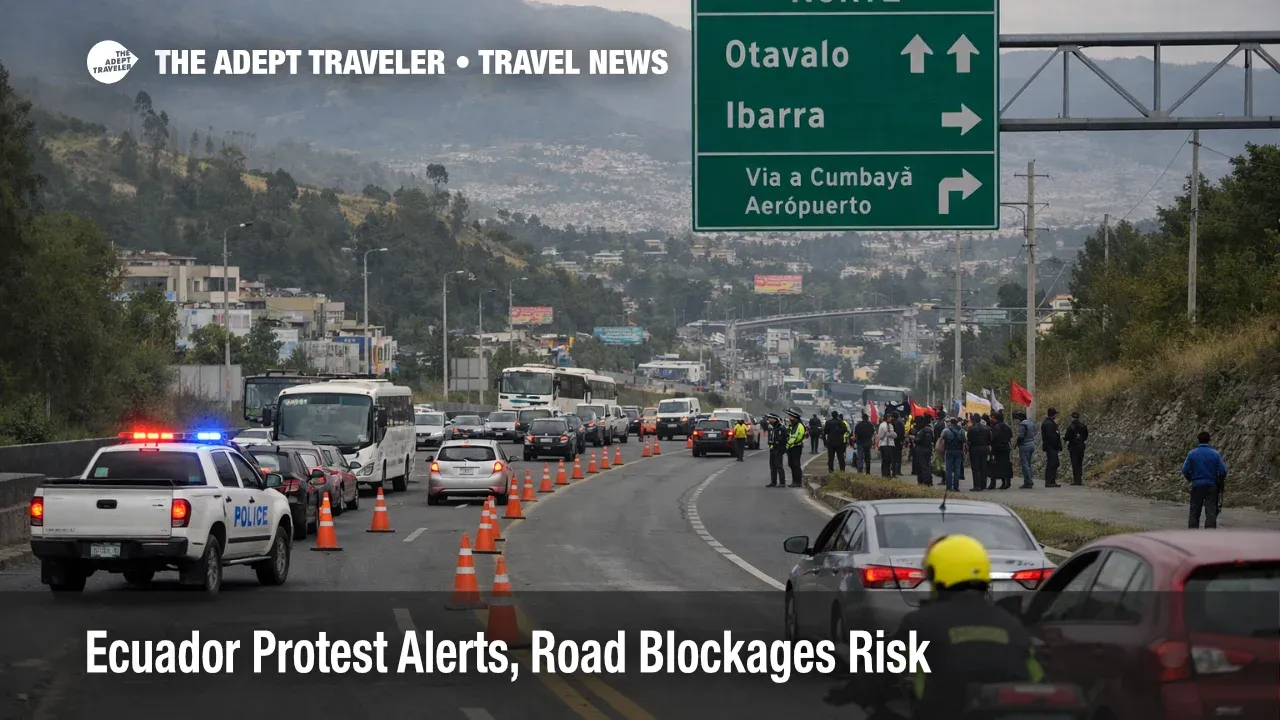  Quito road closures show Ecuador protest alerts road blockages affecting highway transfers and airport timing