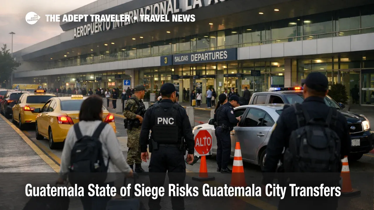 Guatemala state of siege slows La Aurora Airport transfers with checkpoints, and longer curbside queues