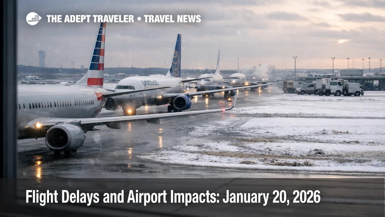 U.S. airport delays January 20 as jets queue at Chicago O'Hare in winter operations, signaling tight connections