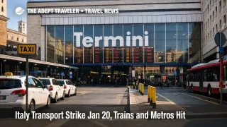 Italy nationwide transport strike January 20, 2026 disrupts Roma Termini departures, signaling risky rail and transfer plans
