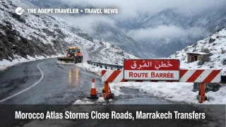 Morocco Atlas road closures on a snowy Tizi n'Tichka Pass slow Marrakech transfers into the mountains
