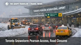 Toronto snowstorm Pearson access slows as vehicles crawl toward YYZ under heavy snow and reduced road capacity