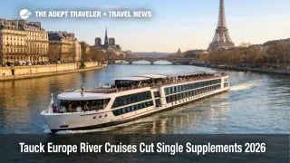 Seine river ship near Paris reflects Tauck Europe solo savings with lower single supplements for 2026 departures