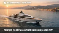 Amangati Mediterranean yacht bookings open as the luxury motor yacht sails past the French Riviera at sunrise