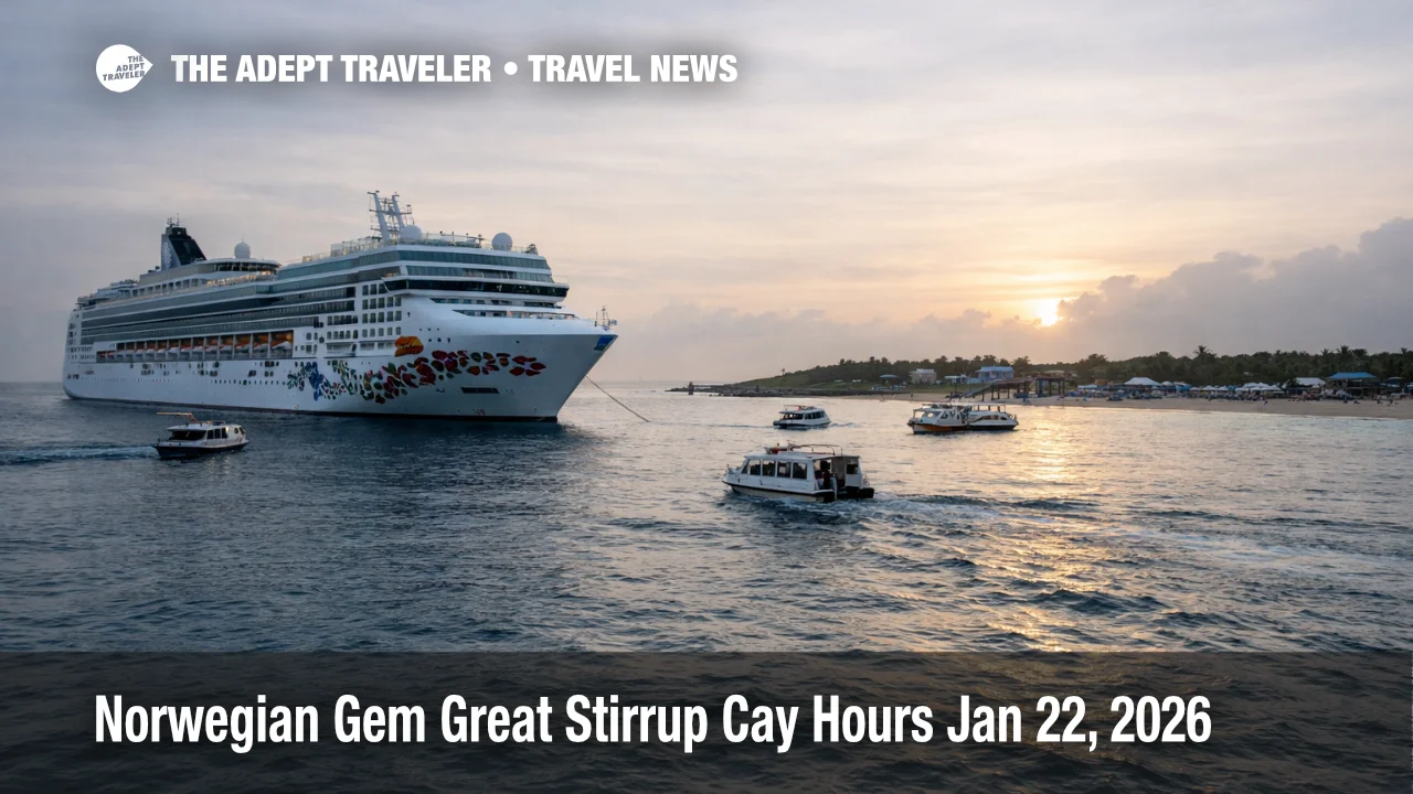 Norwegian Gem Great Stirrup hours shift, ship offshore as shorter Jan 22, 2026 call compresses shore time