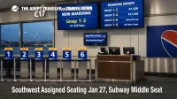 Southwest assigned seating Jan 27, U.S. gate displays new boarding group signs and seat selection screens