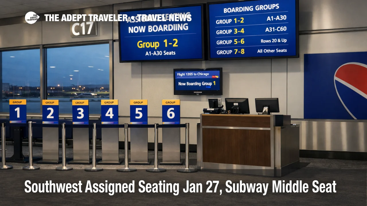 Southwest assigned seating Jan 27, U.S. gate displays new boarding group signs and seat selection screens