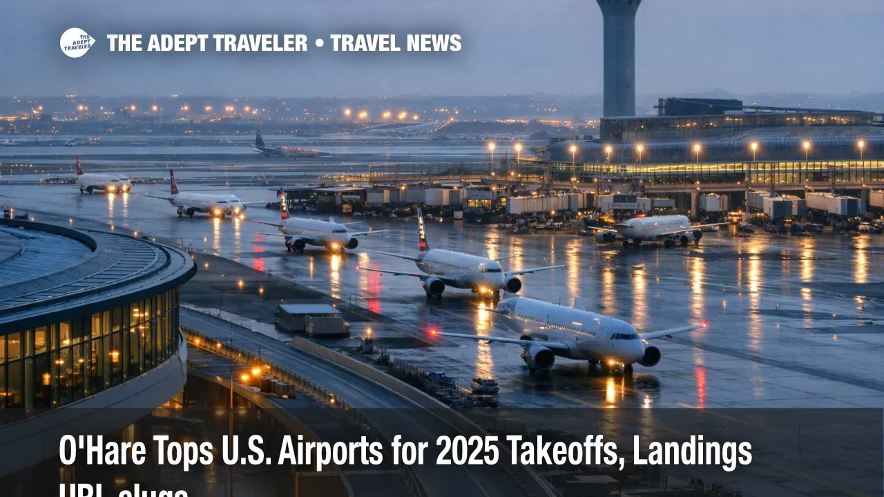 O'Hare busiest U.S. airport operations crowd the runway at dusk, highlighting tighter connection buffers for 2026