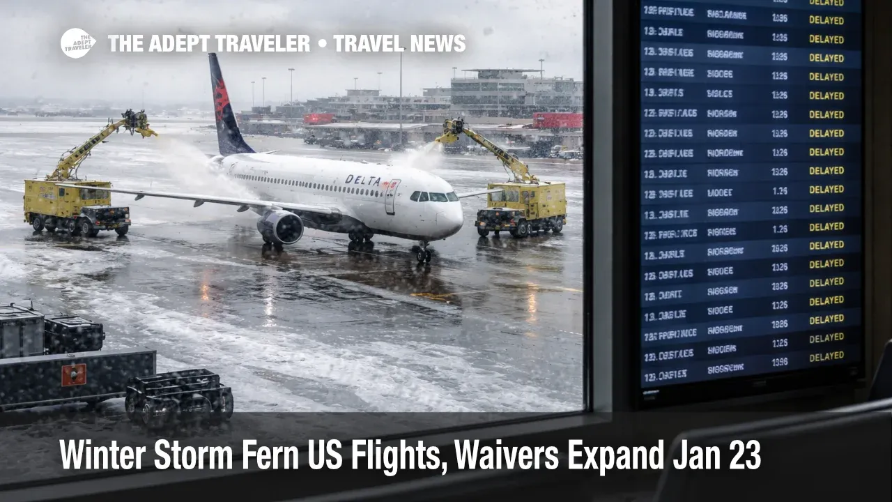 Winter Storm Fern US flights risk grows as deicing trucks work at Atlanta airport under slush and low clouds