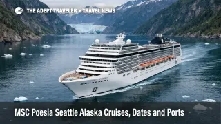  MSC Poesia Alaska cruises from Seattle glide toward Tracy Arm glaciers, signaling scenic cruising and port day planning
