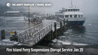 Fire Island ferry suspensions leave a quiet Bay Shore dock as snow and bay icing halt winter passenger service