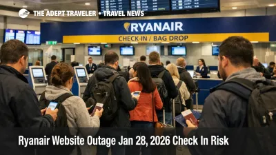 Ryanair online check in outage forces airport lines, travelers queue at Dublin Airport check in with phones in hand
