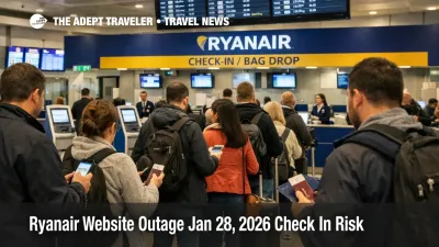 Ryanair online check in outage forces airport lines, travelers queue at Dublin Airport check in with phones in hand
