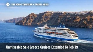 Unmissable Sale Greece cruises show a Celestyal ship sailing past Santorini, signaling limited time discounts
