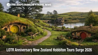 LOTR New Zealand Hobbiton tours face high demand, shown by the Shire set hills and hobbit holes near Matamata.