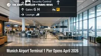 Munich Airport Terminal 1 Pier opening shows new concourse and CT security lanes for non Schengen departures