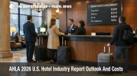 AHLA 2026 hotel report, travelers check in at a D.C. hotel as demand rises and costs keep rates elevated