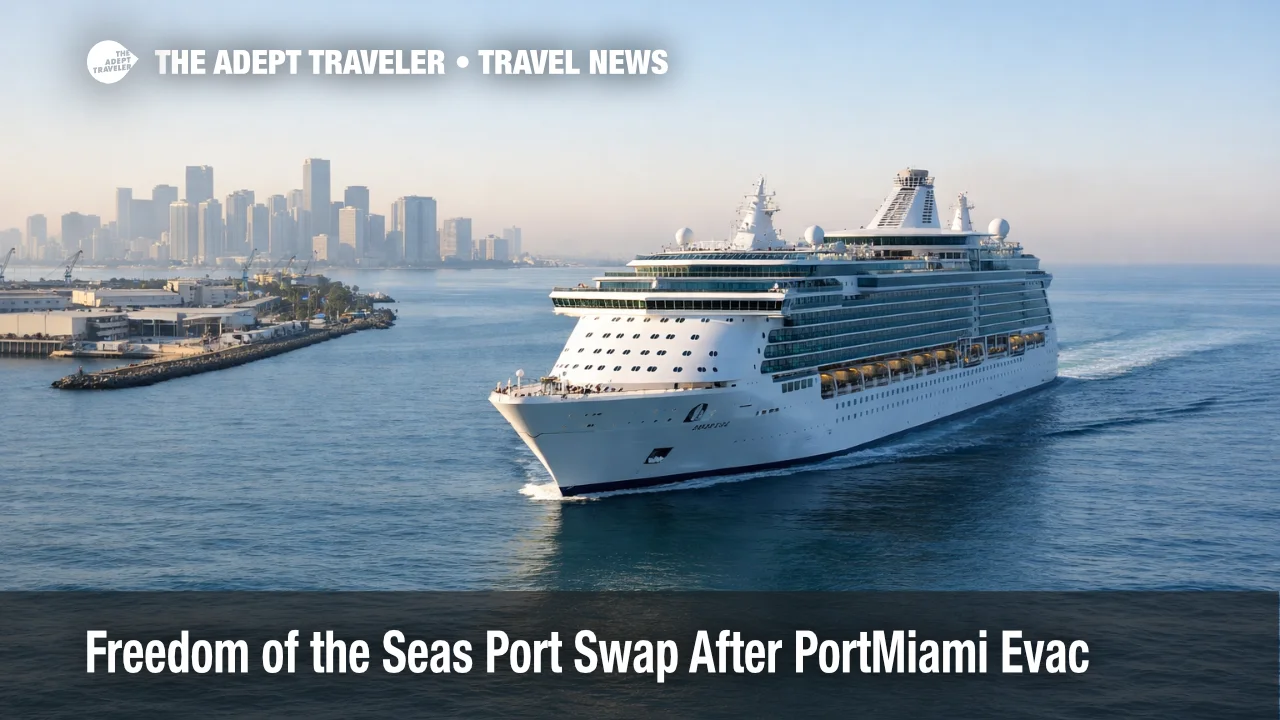 Freedom of the Seas port swap after PortMiami evac, ship underway near Miami as shore plans change