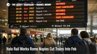 Italo rail works Rome Naples shown on Roma Termini board with retimed trains and cancellation alerts