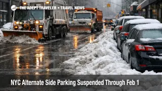 NYC alternate side parking suspension leaves cars curbside as snowplows clear a Manhattan street after the storm