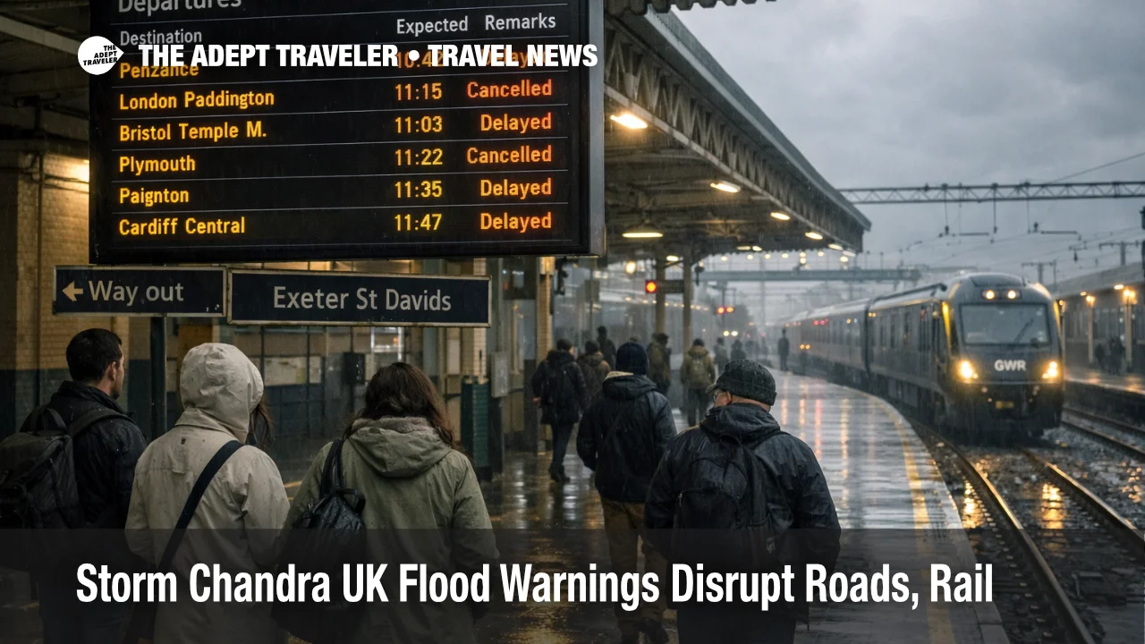Storm Chandra UK Flood Warnings Disrupt Roads, Rail