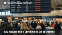Italy easyJet strike shown on Milan Malpensa departures board as travelers face Jan 31 afternoon delays