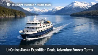 UnCruise Alaska expedition deals, small ship underway in the Inside Passage as travelers compare limited time savings