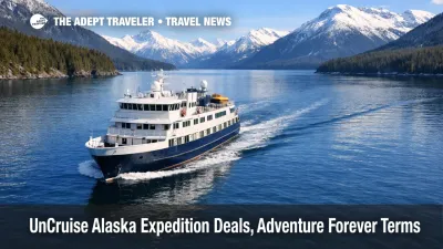 UnCruise Alaska expedition deals, small ship underway in the Inside Passage as travelers compare limited time savings